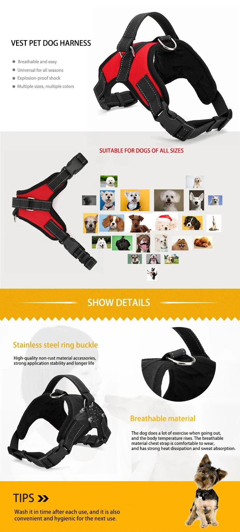 Quick-Release Adjustable Dog Harness Vest