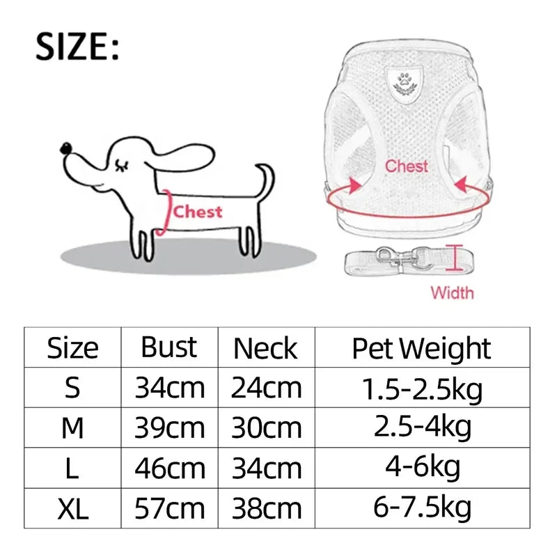 Adjustable Mesh Cat Harness with Leash