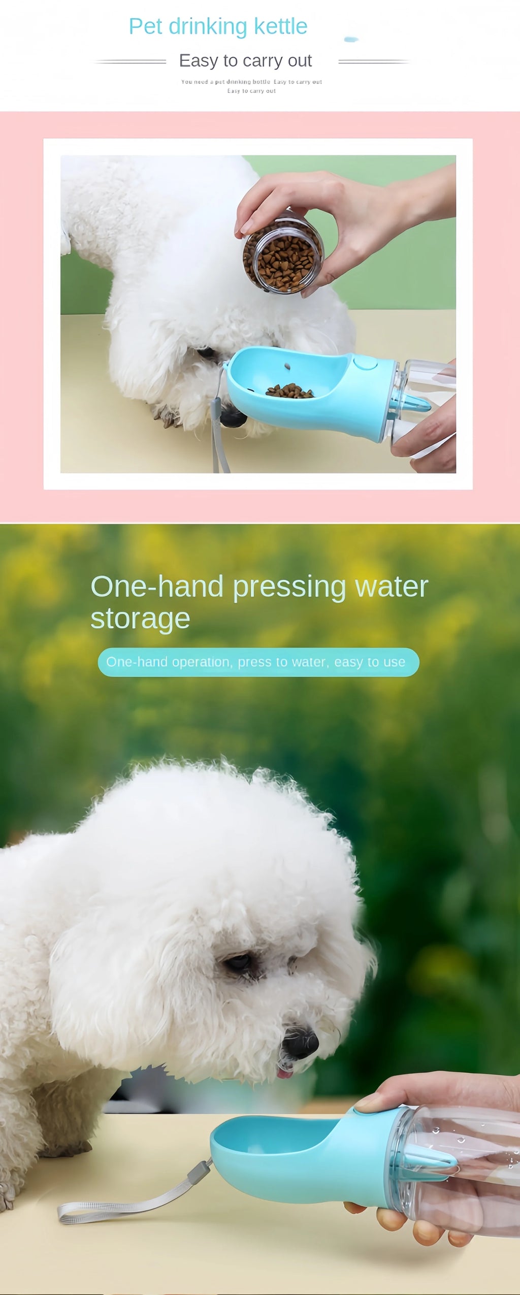 Portable Pet Water Bottle with Food Storage