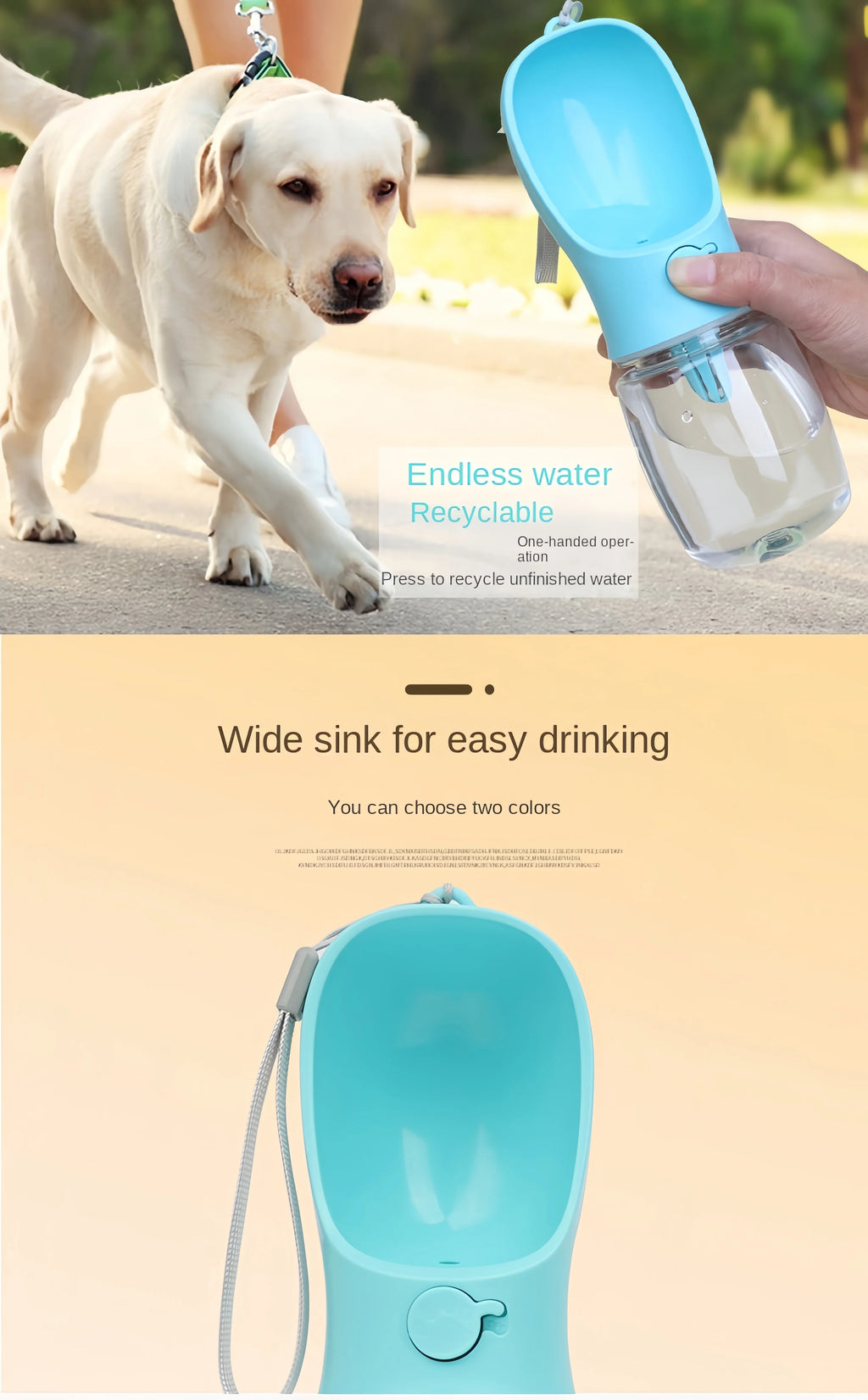 Portable Pet Water Bottle with Food Storage