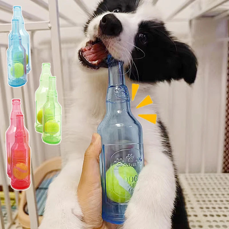 Squeaky Beer Bottle Dog Chew Toy