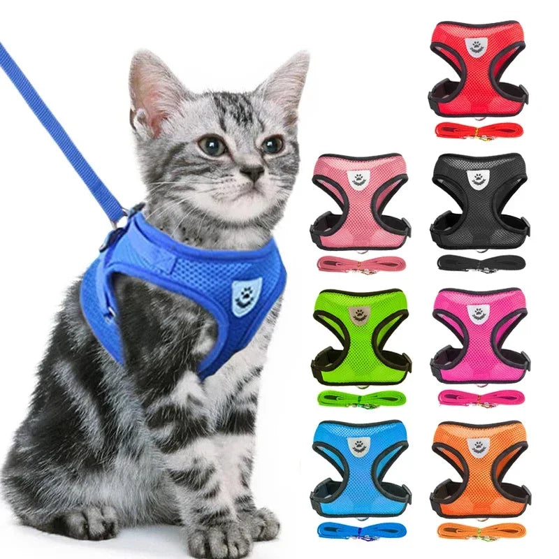 Adjustable Mesh Cat Harness with Leash