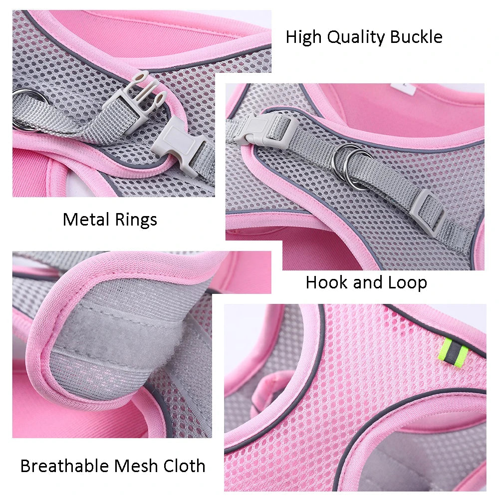 Reflective Breathable Pet Harness & Leash Set