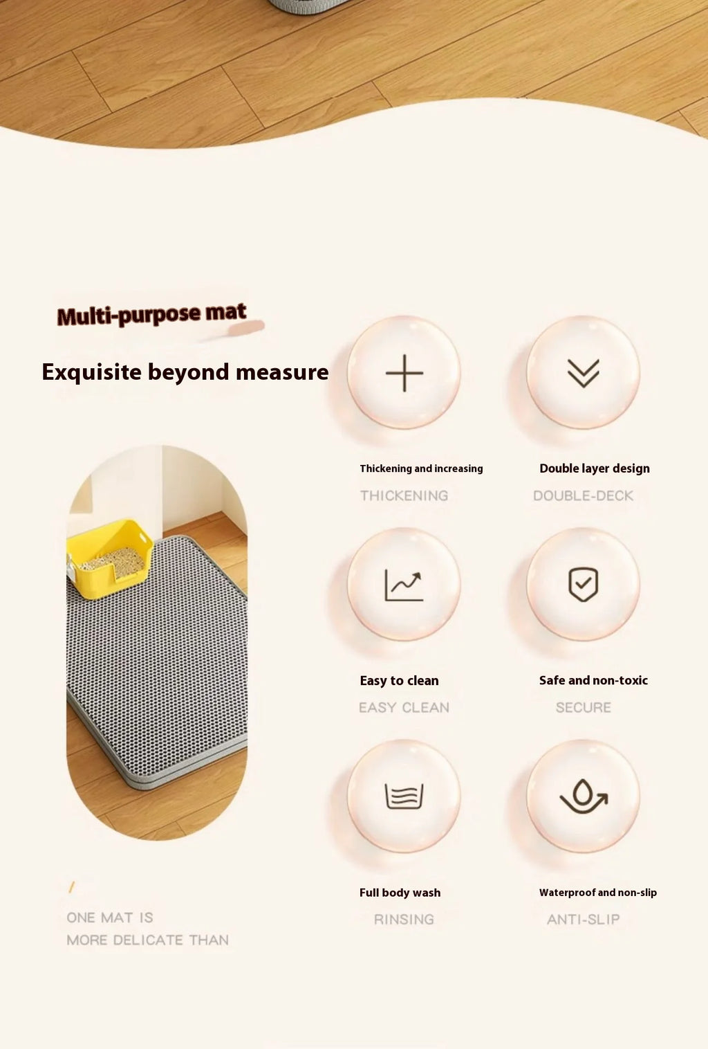 Premium 2-Layer Cat Litter Trapping Mat
