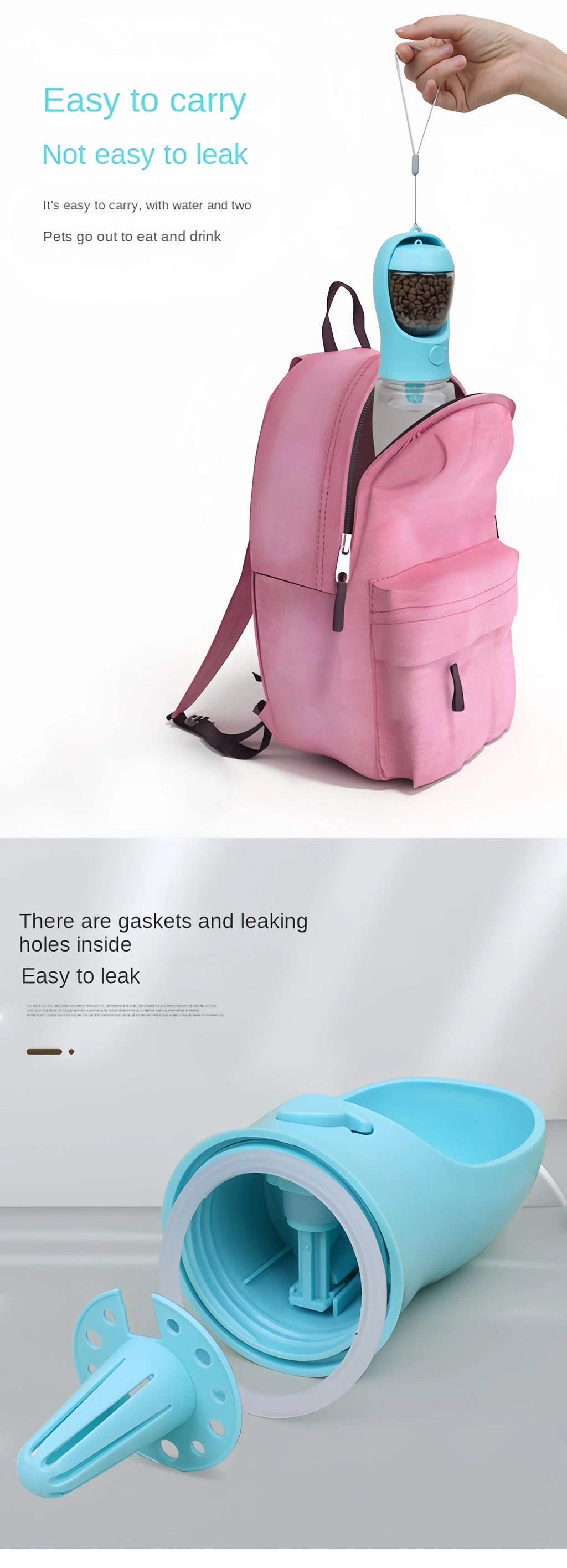 Portable Pet Water Bottle with Food Storage