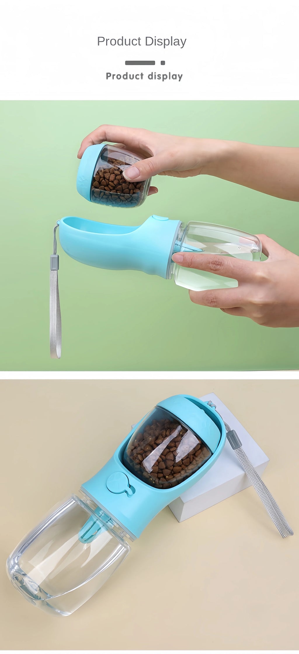 Portable Pet Water Bottle with Food Storage